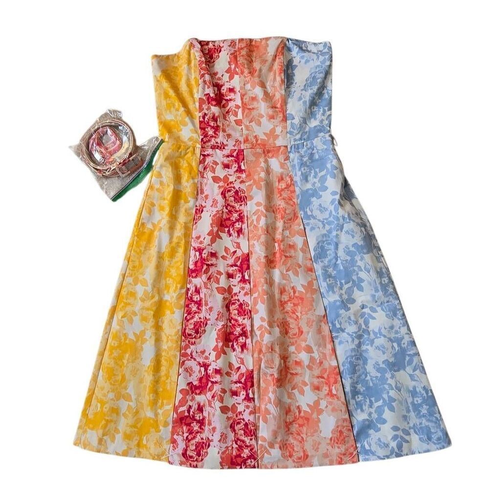 NWOT White House Black Market Womens Floral Fit & Flare Dress Multicolor Sz 6